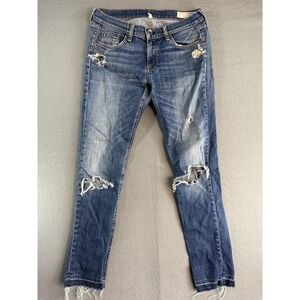 Rag & Bone Dre Jeans Womens 27 Medium Wash Blue Boyfriend Distressed Denim
